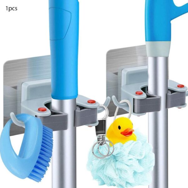 1 Layer Wall Mounted Mop & Broom Hanger Holder Organiser for Kitchen, Bathroom, Garage and Garden (Multicolor)  [Product Code 0198] - Image 2