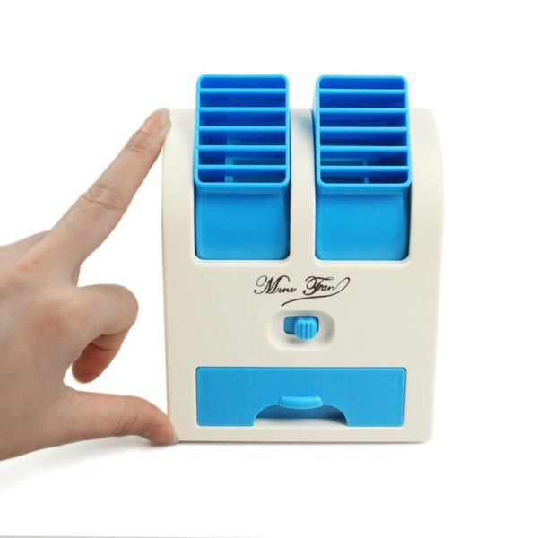 Portable Dual Bladeless Mini Cooler Desktop Table Fan Small Water Air Conditioner Powered by USB & Battery Use of Car Home Office Multi color [Product Code 0201] - Image 5