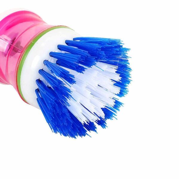 Plastic Cleaning Brush with Liquid Soap Dispenser for Kitchen Utensil Sink Dish Wash basin Cleaner (Multicolour) [Product Code 0159] - Image 3