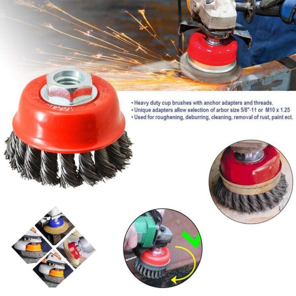 Wire Wheel Cup brush for Cleaning Dust Welding Slag Rust Paint Metal Cleaner ( Black ) [Product Code 0195] - Image 4