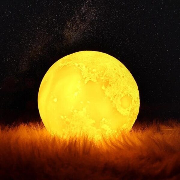 3D Moon Lamp 7 Changing Color , Sensor Touch Control , 15CM Crystal Ball Night Lamp with Wooden Stand for Bedroom [Product Code 0177] - Image 8
