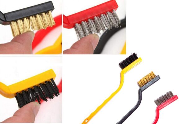Wire Brush Set for Cleaning Dust Welding Slag Rust Paint Metal Cleaner and  Curved Handle Steel /Nylon / Brass Brush 3pcs  [Product Code 0184] - Image 5