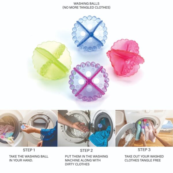 Washing Machine Ball, Laundry Dryer Ball, Durable Cloth Cleaning Ball (4pcs) [Product Code 0205] - Image 7