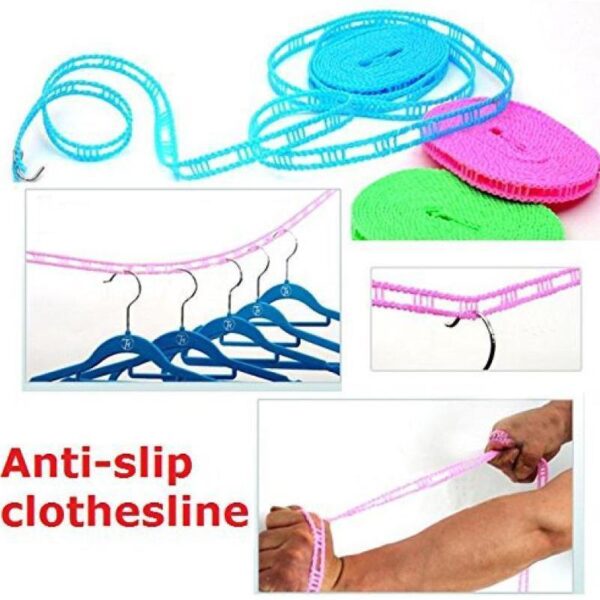 Clothesline Windproof Anti-Slip Clothes Washing Line Drying Nylon Rope with Hooks 5 Meters [Product Code 0190] - Image 6