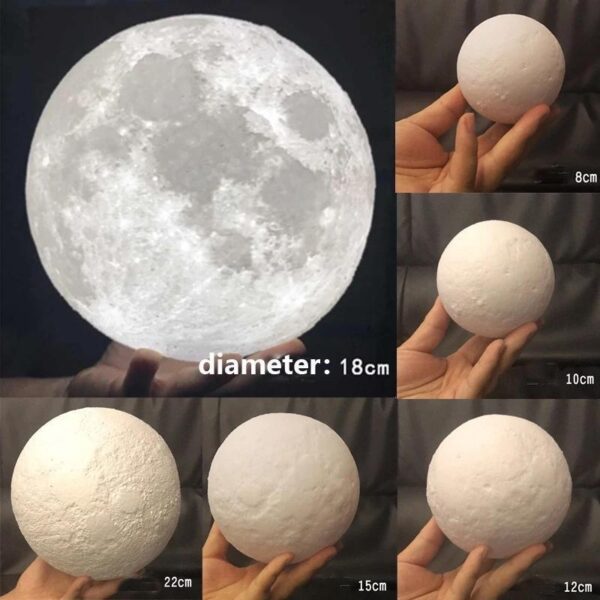 3D Moon Lamp 7 Changing Color , Sensor Touch Control , 15CM Crystal Ball Night Lamp with Wooden Stand for Bedroom [Product Code 0177] - Image 7