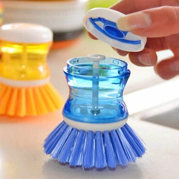 Plastic Cleaning Brush with Liquid Soap Dispenser for Kitchen Utensil Sink Dish Wash basin Cleaner (Multicolour) [Product Code 0159] - Image 6