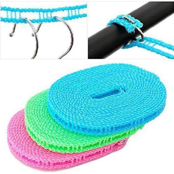 Clothesline Windproof Anti-Slip Clothes Washing Line Drying Nylon Rope with Hooks 5 Meters [Product Code 0190] - Image 3