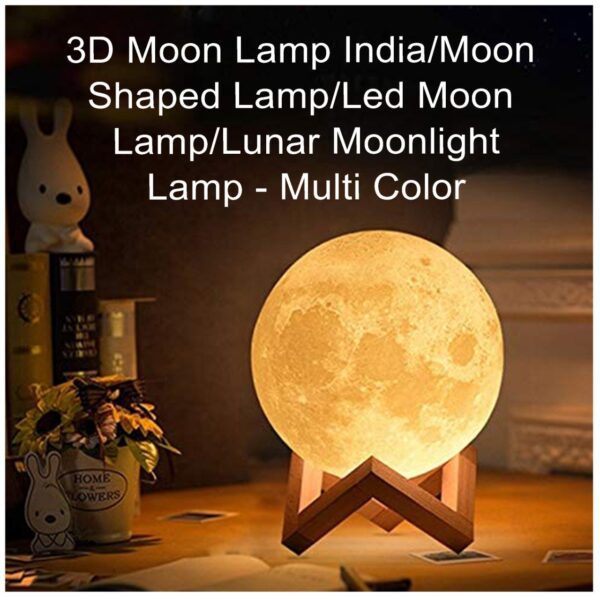 3D Moon Lamp 7 Changing Color , Sensor Touch Control , 15CM Crystal Ball Night Lamp with Wooden Stand for Bedroom [Product Code 0177] - Image 2