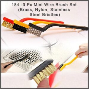 Wire Brush Set for Cleaning Dust Welding Slag Rust Paint Metal Cleaner and  Curved Handle Steel /Nylon / Brass Brush 3pcs  [Product Code 0184]